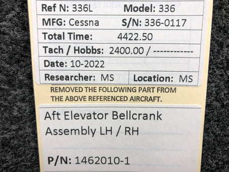 Cessna Aircraft Parts 1462010-1 Cessna 336 AFT Elevator Bellcrank Assembly LH - RH