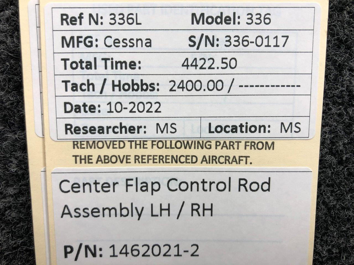 Cessna Aircraft Parts 1462021-2 Cessna 336 Center Flap Control Rod Assembly LH / RH