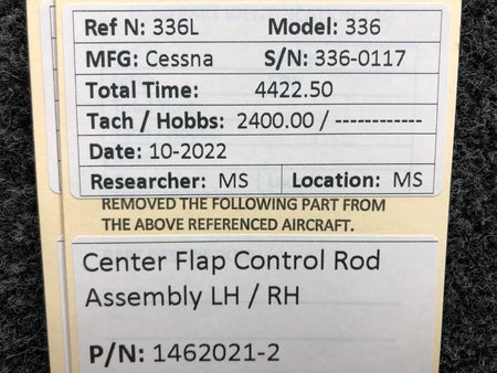 Cessna Aircraft Parts 1462021-2 Cessna 336 Center Flap Control Rod Assembly LH / RH