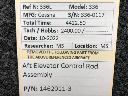 Cessna Aircraft Parts 1462011-3 Cessna 336 AFT Elevator Control Rod Assembly