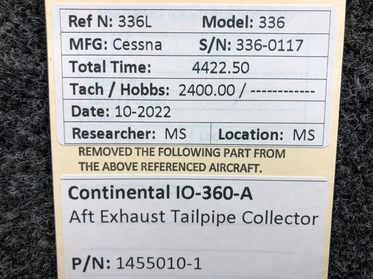Continental Motors  1455010-1 Continental IO-360-A AFT Exhaust Tailpipe Collector