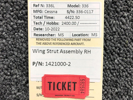 Cessna Aircraft Parts 1421000-2 Cessna 336 Wing Strut Assembly RH