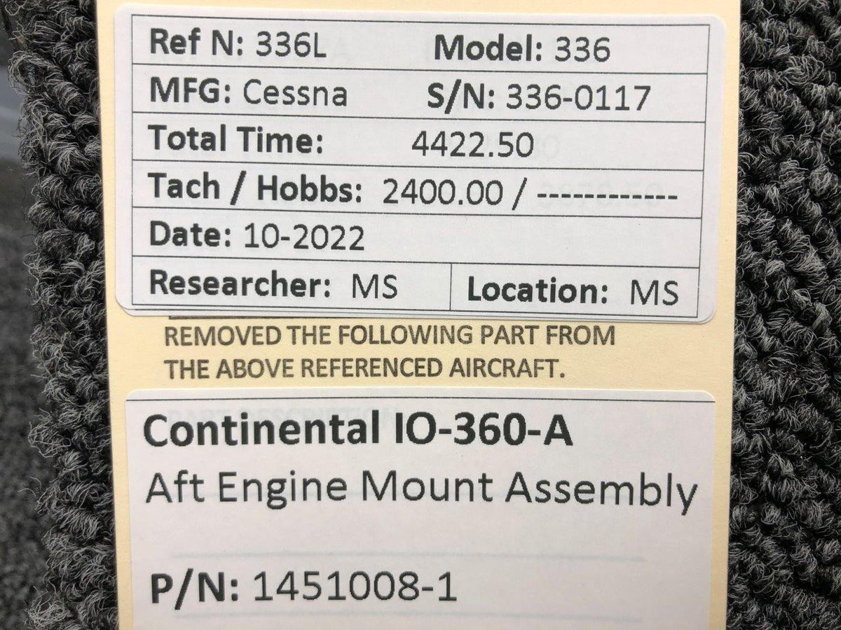 Continental Motors  1451008-1 Continental IO-360-A AFT Engine Mount Assembly
