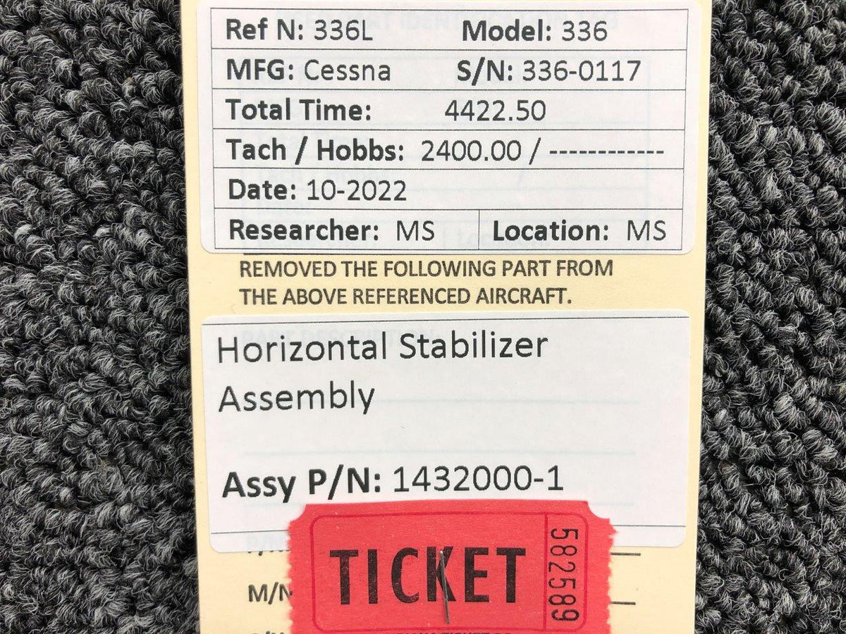Cessna Aircraft Parts 1432000-1 Cessna 336 Horizontal Stabilizer Assembly