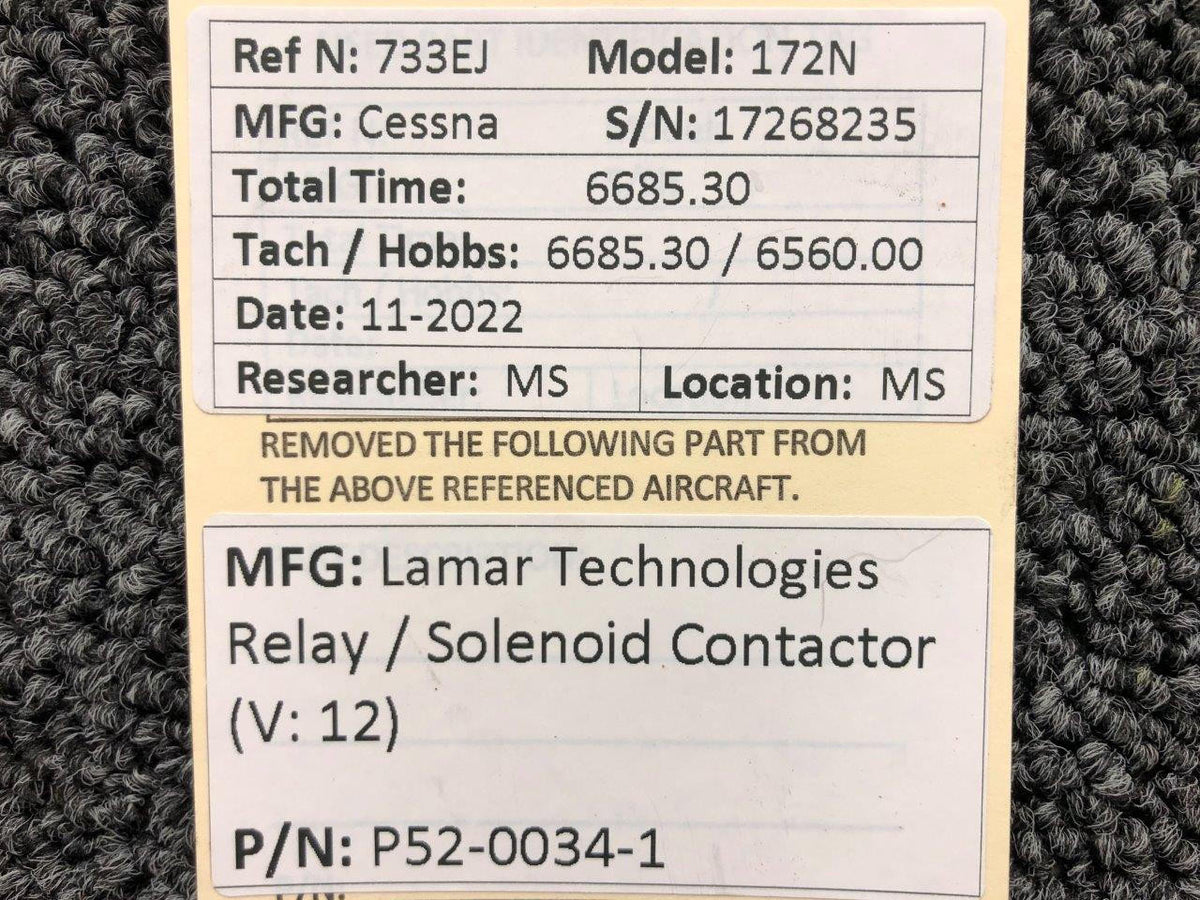 lamar P52-0034-1 Lamar Technologies Relay / Solenoid Contactor (Volts: 12)