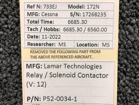 lamar P52-0034-1 Lamar Technologies Relay / Solenoid Contactor (Volts: 12)