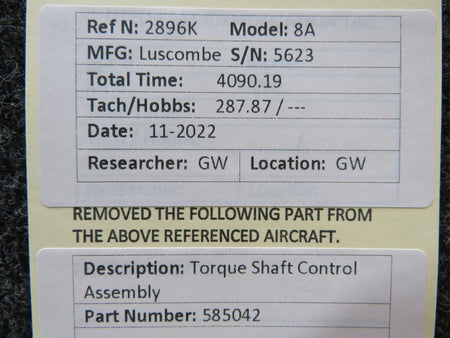 Luscombe 585042 Luscombe 8A Torque Shaft Control Assembly