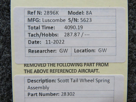 scott 28302 Luscombe 8A Scott Tail Wheel Spring Assembly
