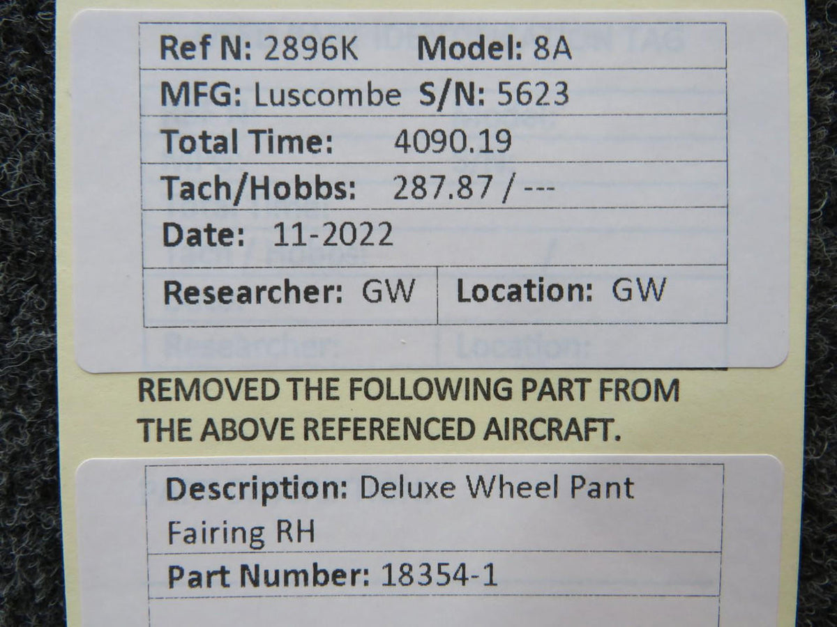 Luscombe 18354-1 Luscombe 8A Deluxe Wheel Pant Fairing RH