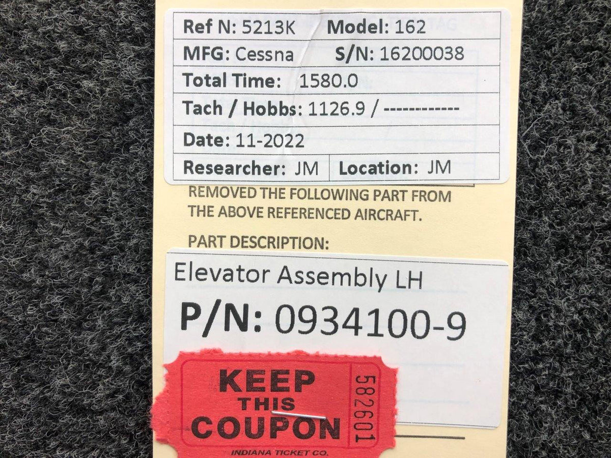 Cessna Aircraft Parts 0934100-9 Cessna 162  Elevator Assembly LH