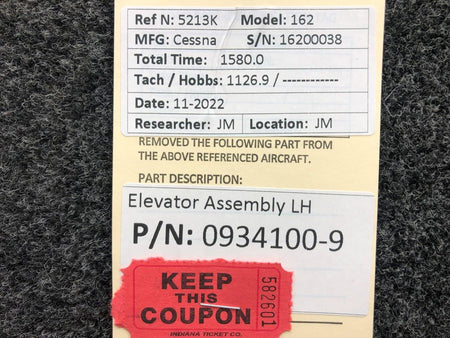 Cessna Aircraft Parts 0934100-9 Cessna 162  Elevator Assembly LH