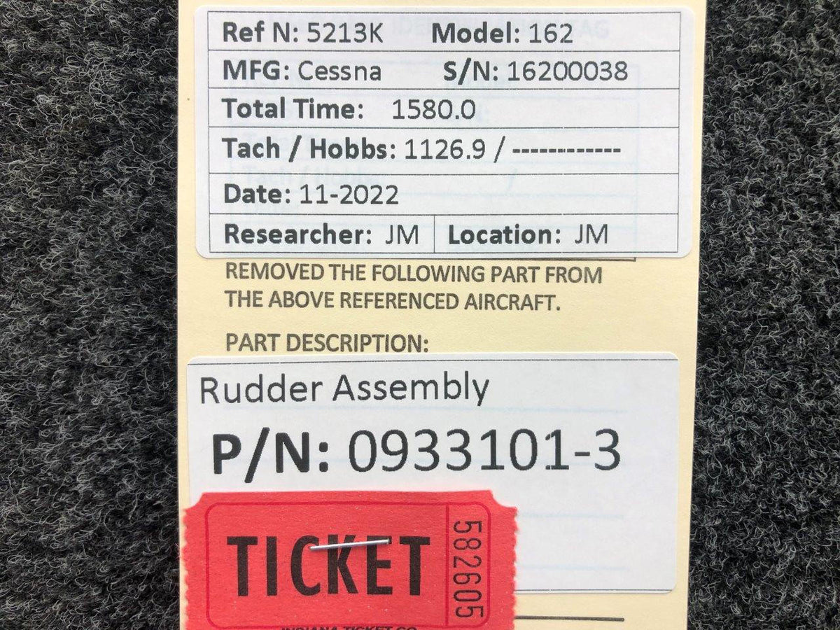 Cessna Aircraft Parts 0933101-3 Cessna  162 Rudder Assembly