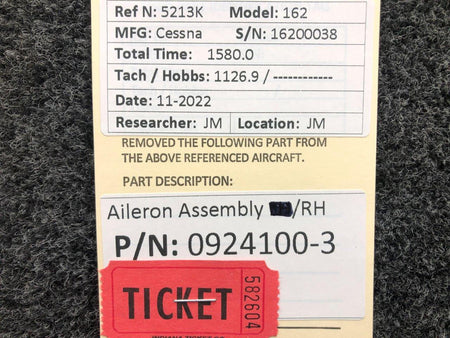 Cessna Aircraft Parts 0924100-3 Cessna  162 Aileron Assembly RH