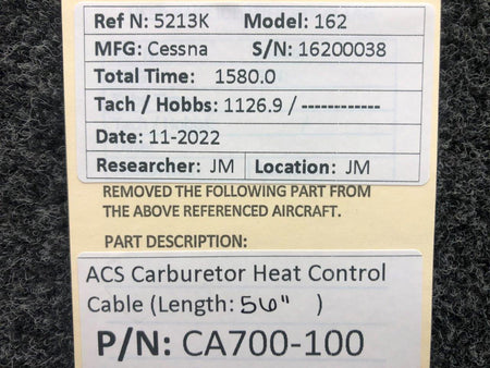 ACS CA700-100 ACS Carburetor Heat Control Cable (Length: 56")