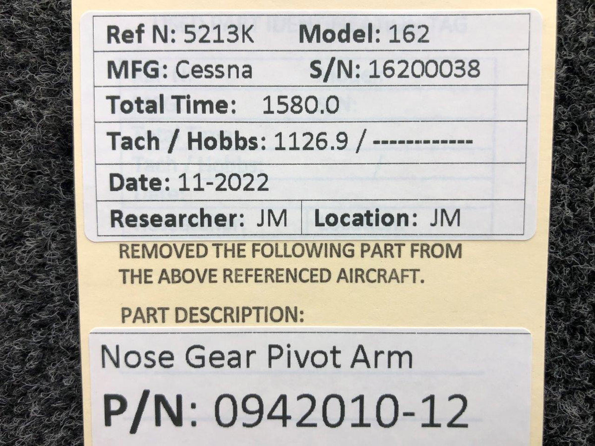 Cessna Aircraft Parts 0942010-12 Cessna 162 Nose Gear Pivot Arm