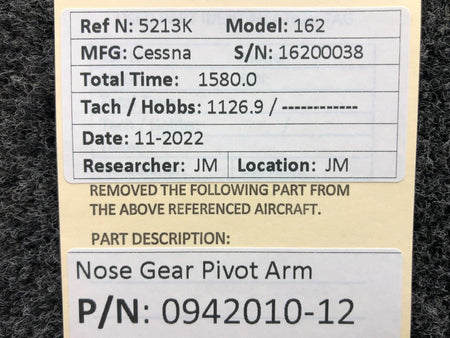 Cessna Aircraft Parts 0942010-12 Cessna 162 Nose Gear Pivot Arm