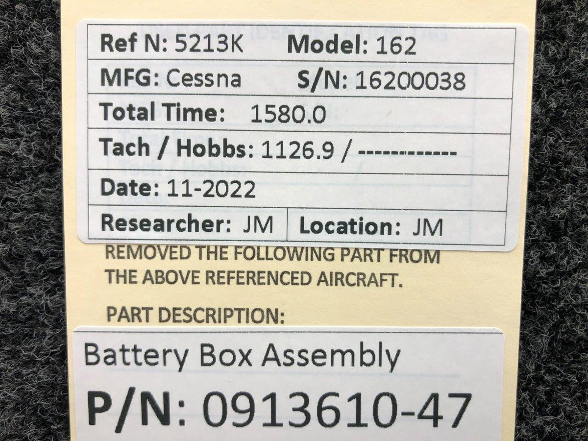 Cessna Aircraft Parts 0913610-47 Cessna 162 Battery Box Assembly