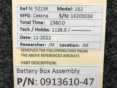 Cessna Aircraft Parts 0913610-47 Cessna 162 Battery Box Assembly