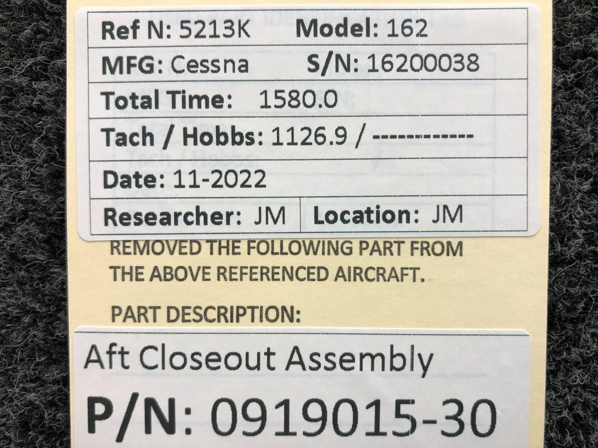 Cessna Aircraft Parts 0919015-30 Cessna 162 AFT Closeout Pedestal Assembly