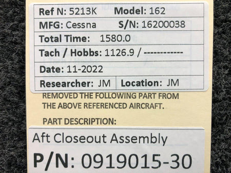 Cessna Aircraft Parts 0919015-30 Cessna 162 AFT Closeout Pedestal Assembly