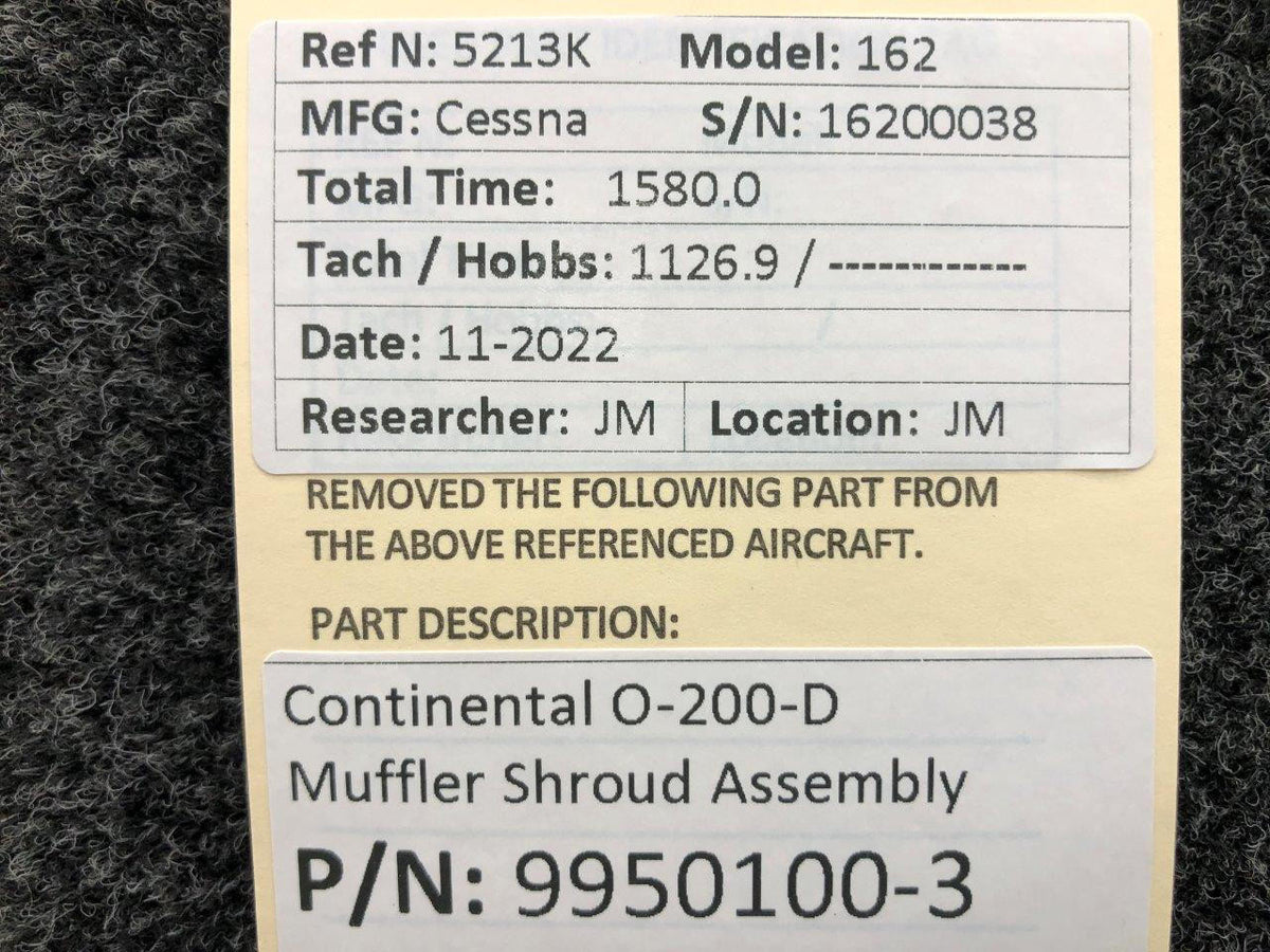 Continental Motors  9950100-3 Continental O-200-D Muffler Shroud Assembly