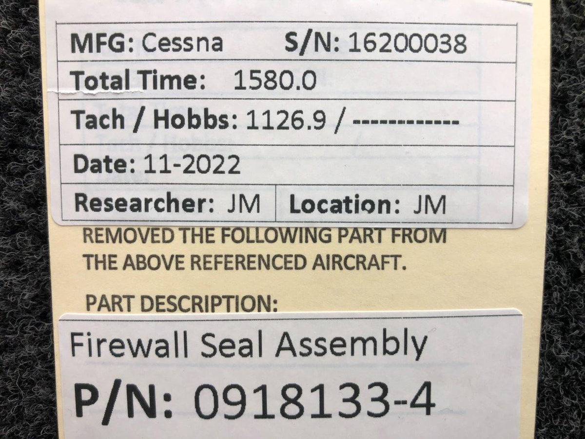 Cessna Aircraft Parts 0918133-4 Cessna 162 Firewall Seal Assembly