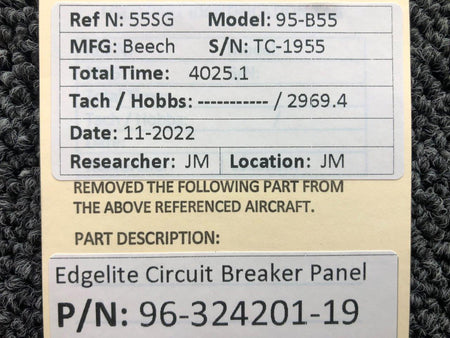 Beechcraft Parts 96-324201-19 Beechcraft 95-B55 Edgelite Circuit Breaker Panel