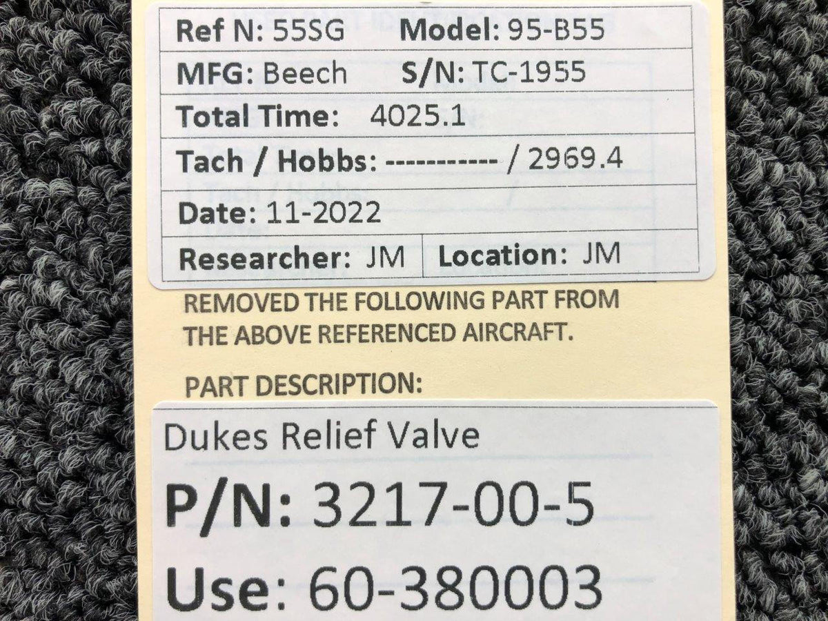 Dukes 3217-00-5 (USE: 60-380003) Dukes Relief Valve