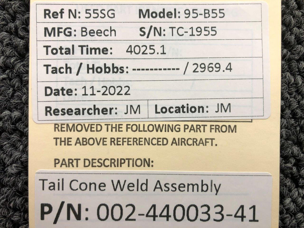 Beechcraft Parts 002-440033-41 Beechcraft 95-B55 Tail Cone Weld Assembly