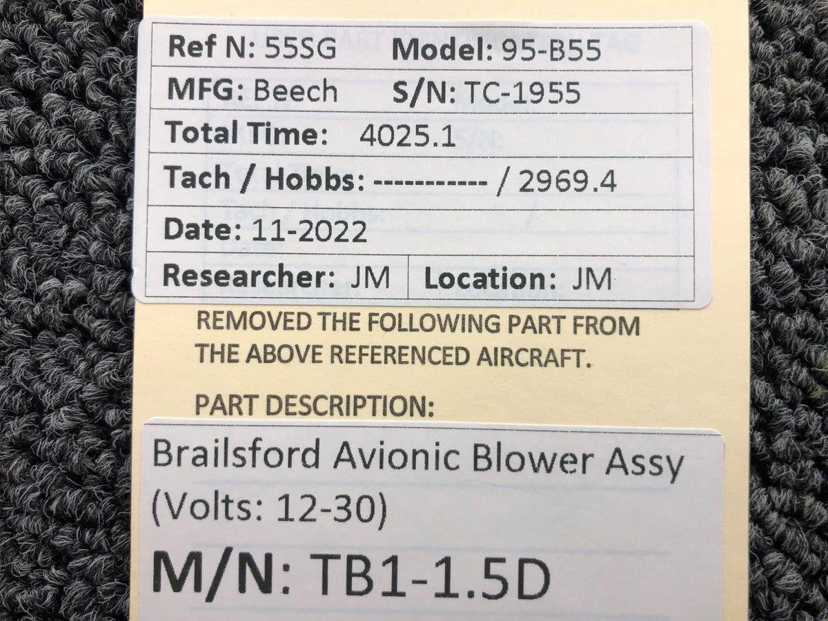 Brailsford and Co. TB1-1.5D Brailsford Avionics Blower Assembly (Volts: 12-30)