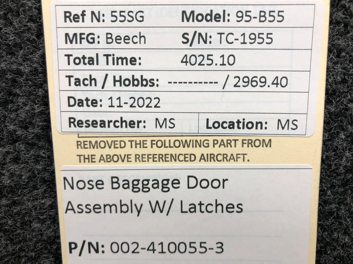 Beechcraft Parts 002-410055-3 Beechcraft 95-B55 Nose Baggage Door Assembly W/ Latches