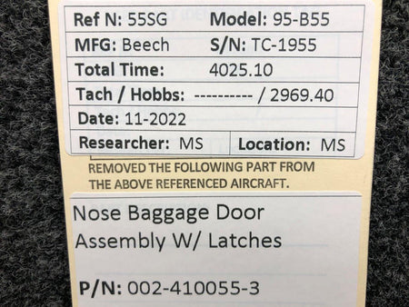 Beechcraft Parts 002-410055-3 Beechcraft 95-B55 Nose Baggage Door Assembly W/ Latches
