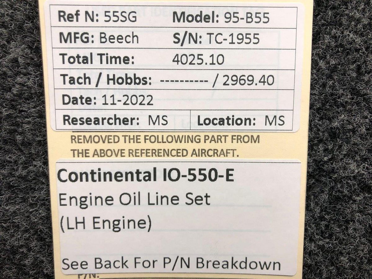Aeroquip Continental IO-550-E Aeroquip BDL Engine Oil Line Set (LH Engine)