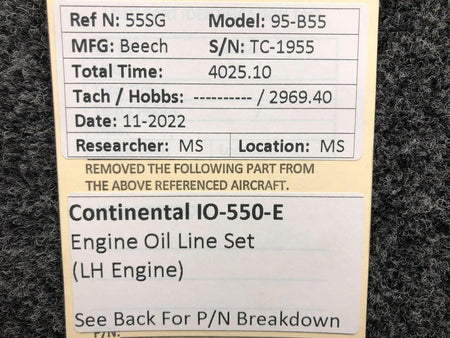 Aeroquip Continental IO-550-E Aeroquip BDL Engine Oil Line Set (LH Engine)