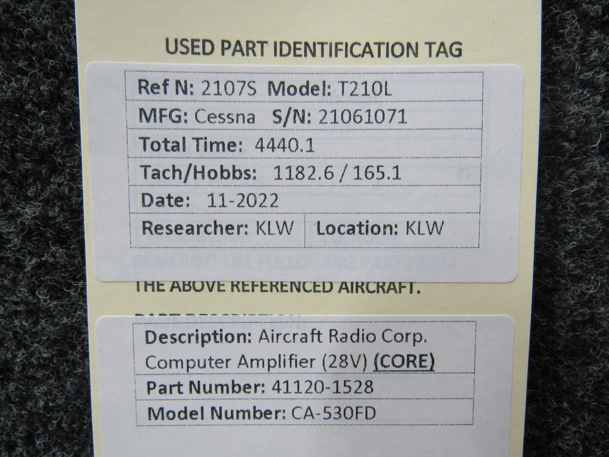 Aircraft Radio Corp  41120-1528 Aircraft Radio Corp. CA-530FD Computer Amplifier (28V) (CORE)