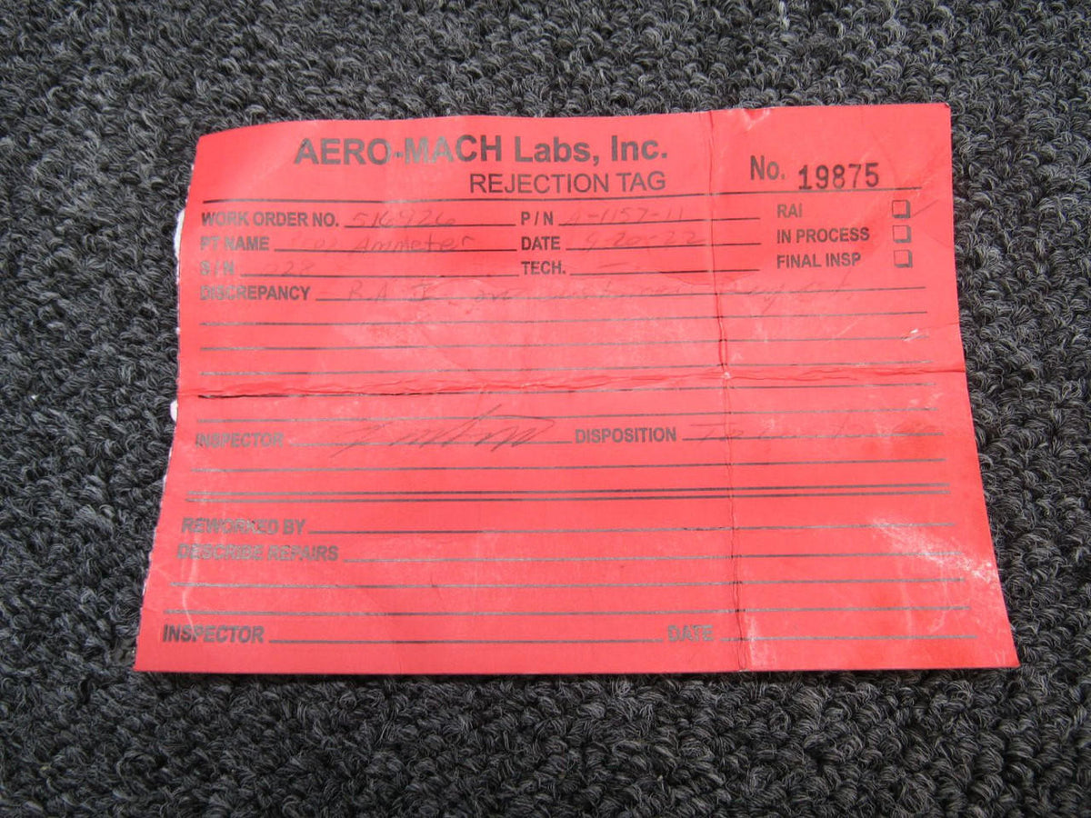 Hickok A-1157-11 (ALT: 90-380007-11) Beechcraft Hickok Propeller Ammeter (CORE)