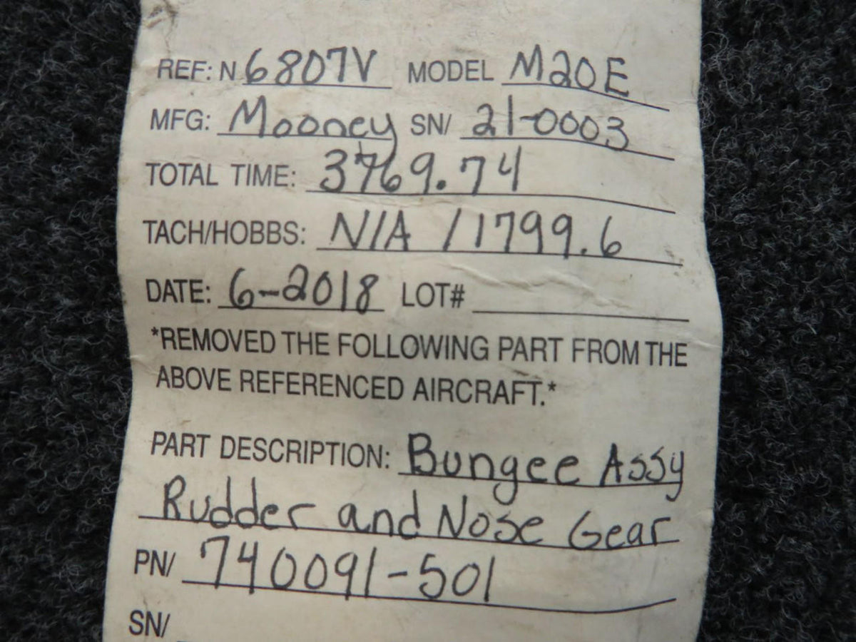 Mooney Aircraft Parts & Accessories 740091-501 Mooney M20E Rudder & Nose Gear Bungee Assembly