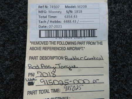Mooney Aircraft Parts & Accessories 7018 (USE: 915025-000) Mooney M20B Rudder Control Rod Assembly
