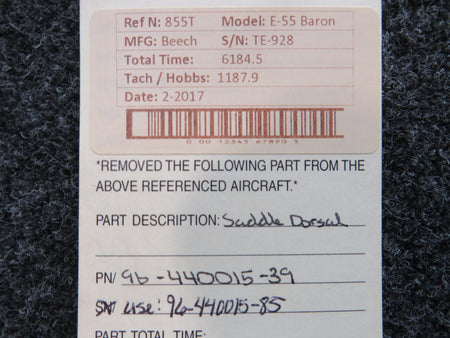 Beechcraft Parts 96-440015-39 (USE: 96-440015-85) Beechcraft E-55 Saddle Dorsal