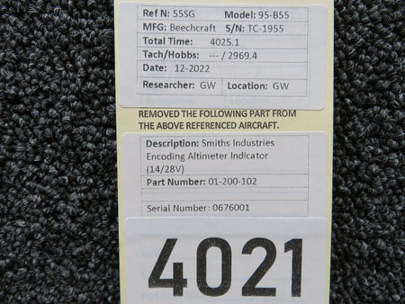 Smiths Ind 01-200-102 Smiths Industries Encoding Altimeter Indicator (Volts: 14/28)