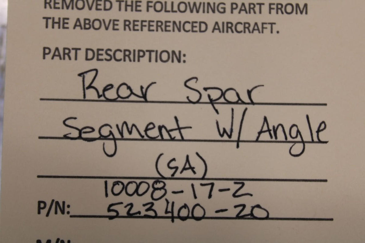 Does Not Apply 10008-17-2 / 523400-20 Rear Spar Segment W/ Angle (SA)