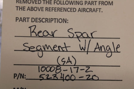 Does Not Apply 10008-17-2 / 523400-20 Rear Spar Segment W/ Angle (SA)