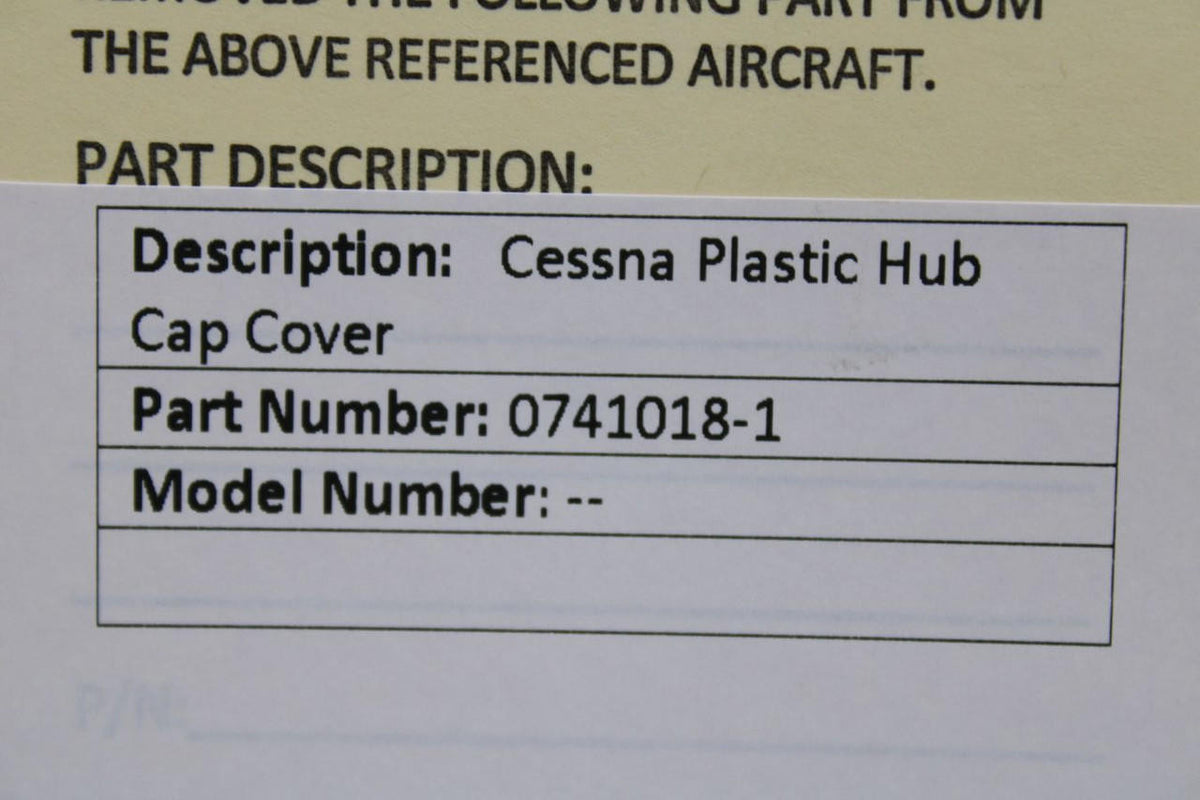 Cessna Aircraft Parts 0741018-1 Cessna Plastic Hub Cap Cover (SA)