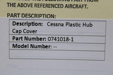 Cessna Aircraft Parts 0741018-1 Cessna Plastic Hub Cap Cover (SA)