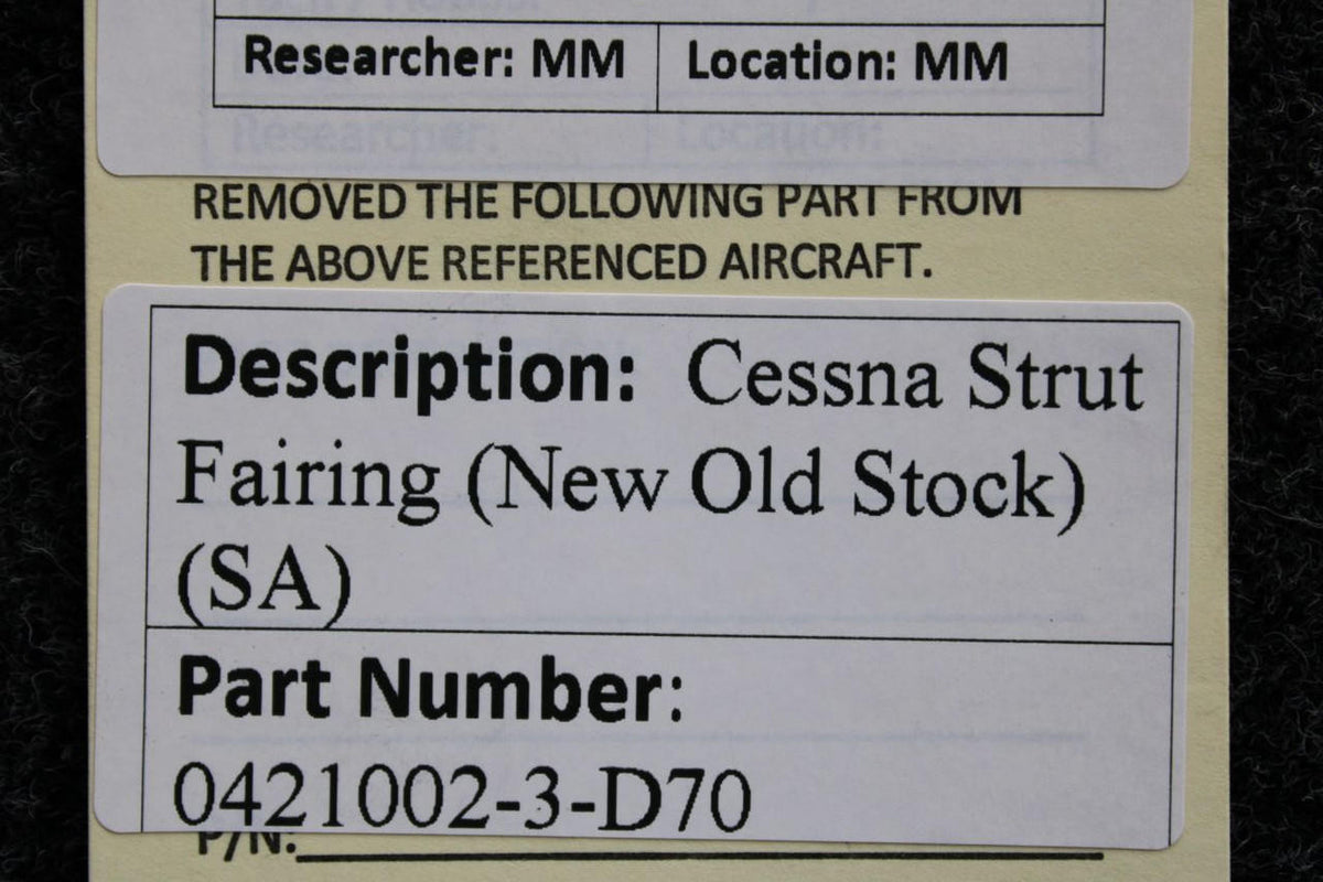 Cessna Aircraft Parts 0421002-3-D70 Cessna Strut Fairing (NEW OLD STOCK) (SA)