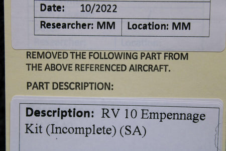 vans Vans RV-10 Empennage Kit (NEW OLD STOCK) (Incomplete) (SA)