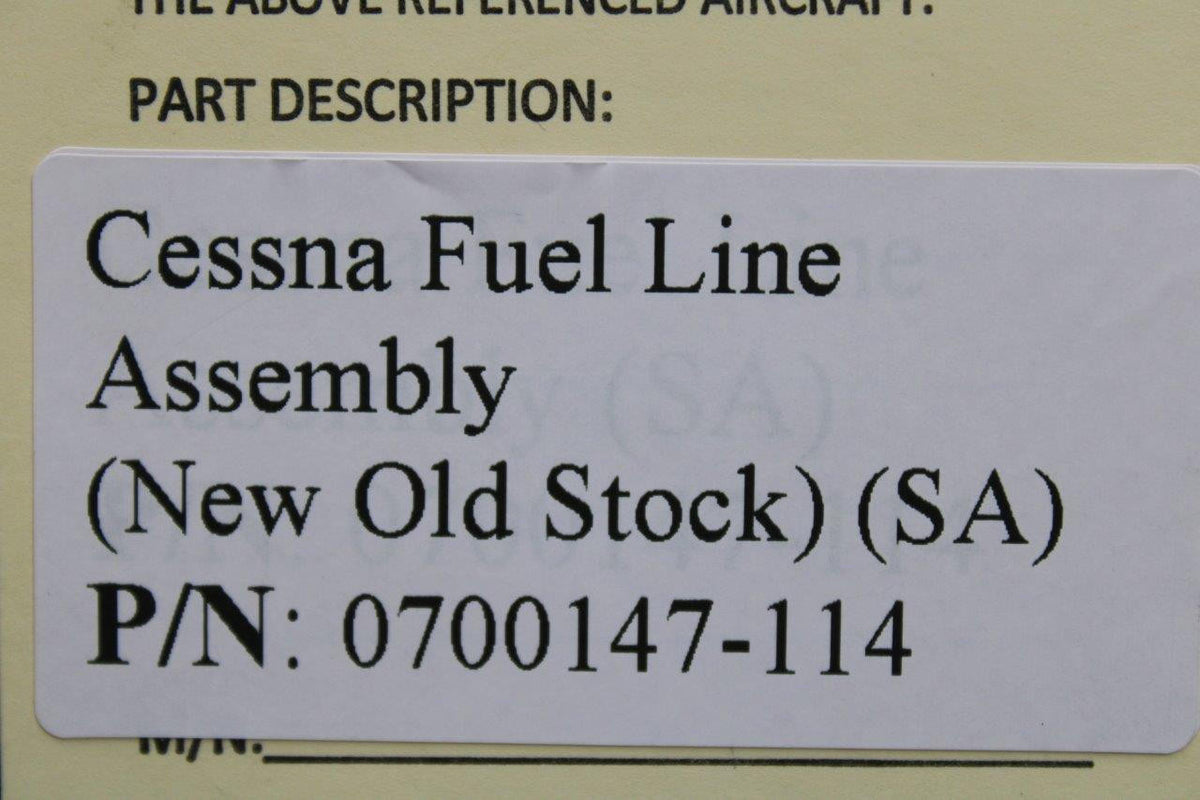 Cessna Aircraft Parts 0700147-114 Cessna Fuel Line Assembly (NEW OLD STOCK) (SA)