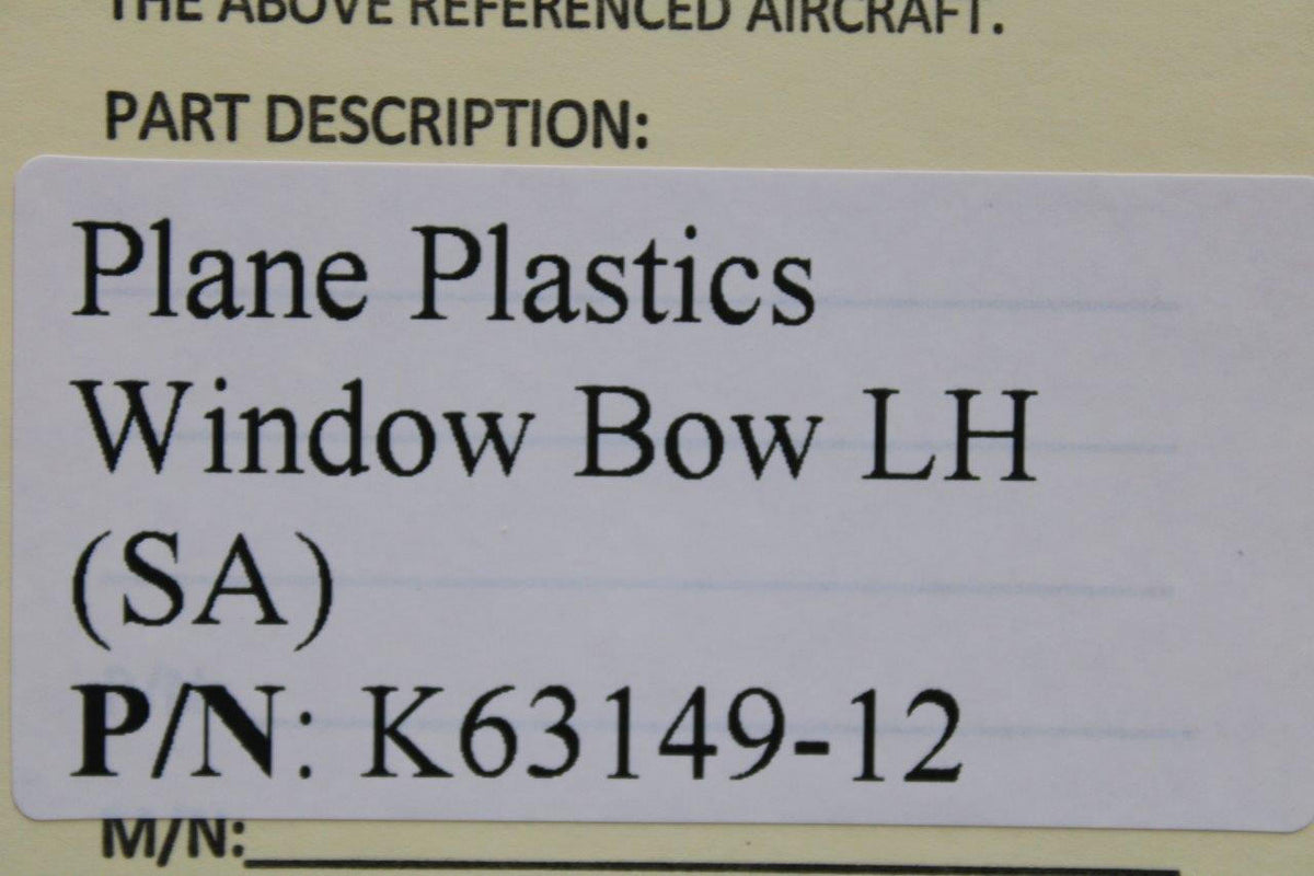 Plane Plastics K63149-12 Plane Plastics Window Bow LH (SA)