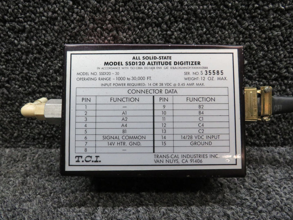 SSD120-30 Trans-Cal Altitude Digitizer w Connector (Volts: 14 or 28) (Amps: .45)