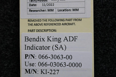 Bendix Airplane Parts & Equipment 066-3063-00 Bendix King KI-227 ADF Indicator (SA)